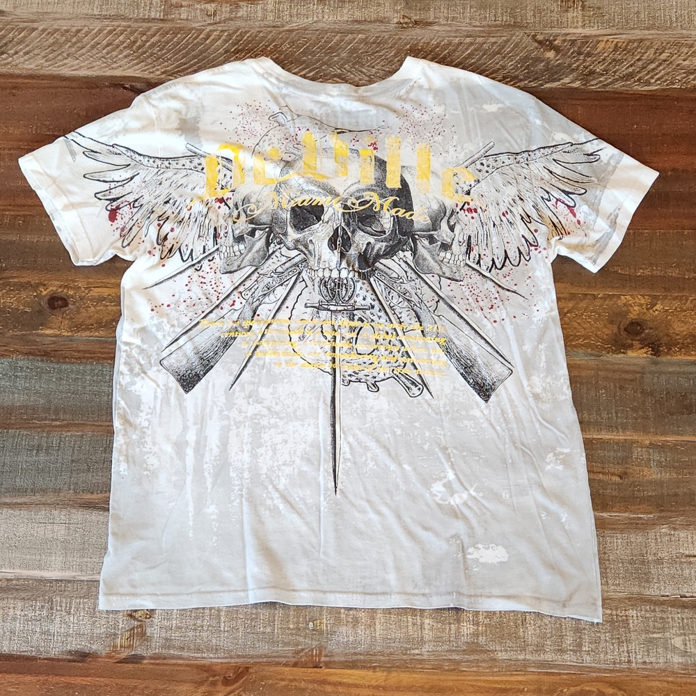 Y2K AFFLICTION STYLE T-SHIRT WITH SKULLS AND ANGEL WINGS